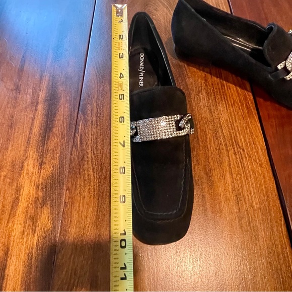 Donald Pliner | Black Halen Suede Loafer with Rhinestone Buckle 7.5 - Picture 16 of 16